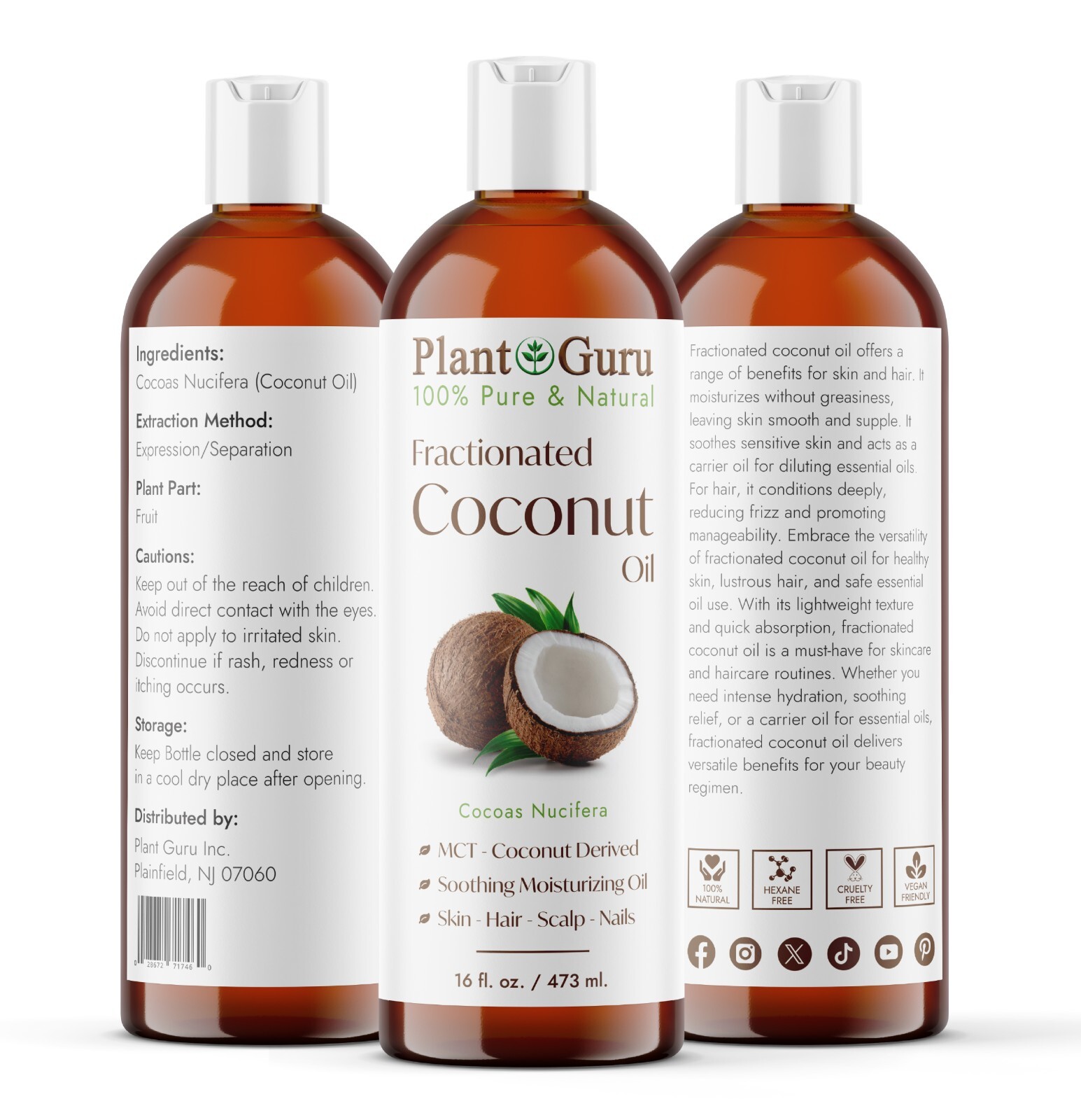Fractionated Coconut Oil 100% Pure Carrier For Essential Oils Skin Hair Massage