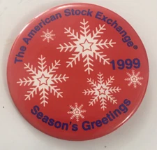 1999 American Stock Exchange (AMEX) Season's Greetings X-Mas 3" Pinback Button