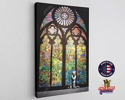 Praying in Church Print Banksy Graffiti Canvas Décor Art Print Poster Wall