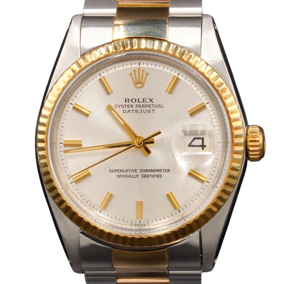 Rolex Datejust Mens 2Tone Yellow Gold and Stainless Steel Silver Dial 1601
