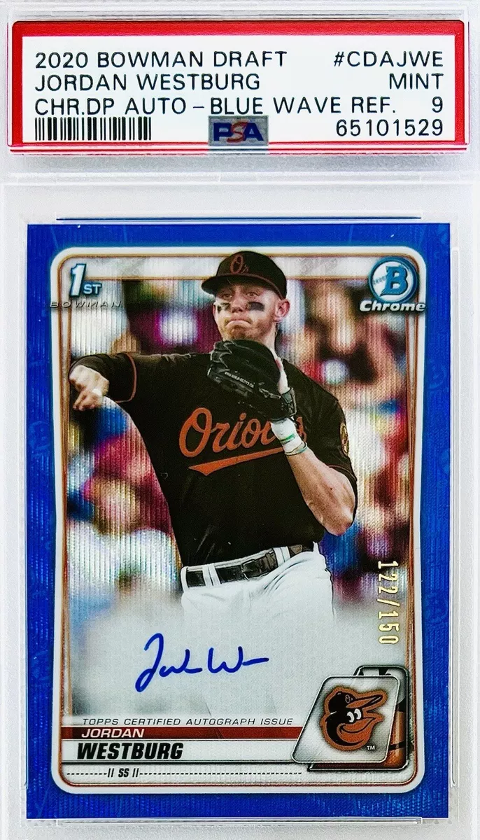 2020 Bowman Chrome Jordan Westburg 1st Bowman Auto Blue Wave Ref. #/150 PSA 9 💎