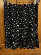 Talbots Petites Skirt Flare A-Line Navy Blue Polka Dot Size 4P Lined