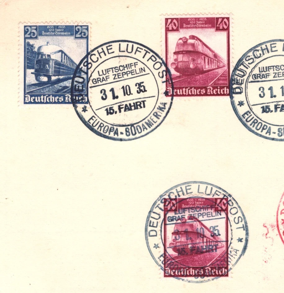 GERMANY Hindenburg 6p Card GRAF ZEPPELIN 1935 *15.SÜDAMERIKAFAHRT* Flight KZ209 - Image 4 of 4