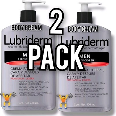 Lubriderm Men Hydration Body Cream 2x400ml Aloe Shea Fast Absorbing | Crema Cor