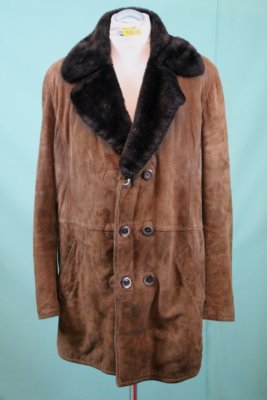 Edler Wild Leder Zaren Mantel L-XL echt vintage braun Herren ca