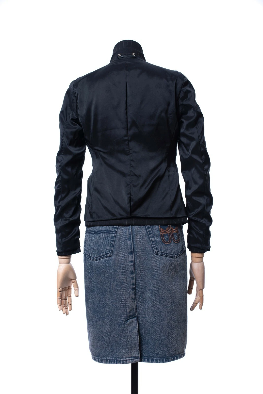 Giacca cappotto blazer donna GUCCI lana a righe nera taglia 38