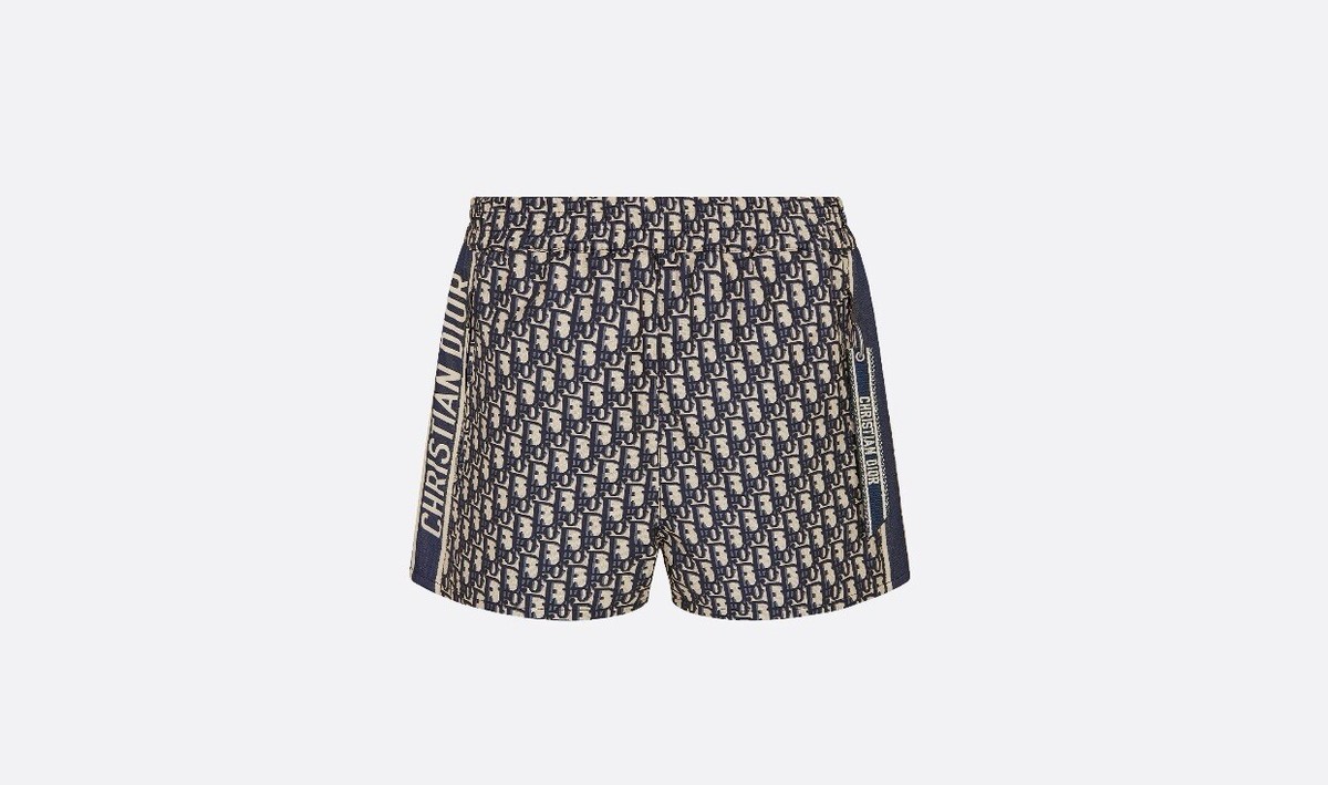 ショートパンツ Dior cloque jacquard shorts Bermuda Shorts Black Jacquard Technical Taffeta with White
