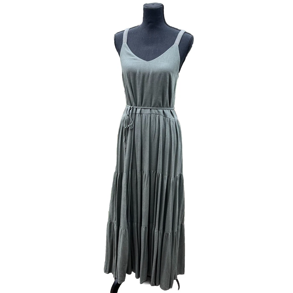 Maxi Vestido Wynona $188 Espléndido Para Mujer Verde Oliva Lino Cuello en V Talla XS En Niveles Foto 2 de 4