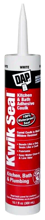 DAP Kwik Seal Kitchen and Bath Adhesive Caulk, White - 10.1 oz.