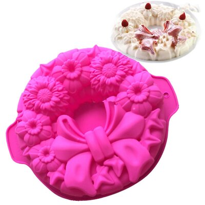 11.5'' Bow Tie Flower Cake Mold Silicone Baking Molds Party Cake Bakeware for...