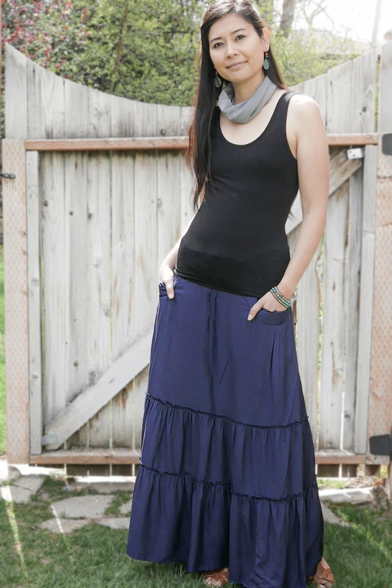 Blue clearance peasant skirt