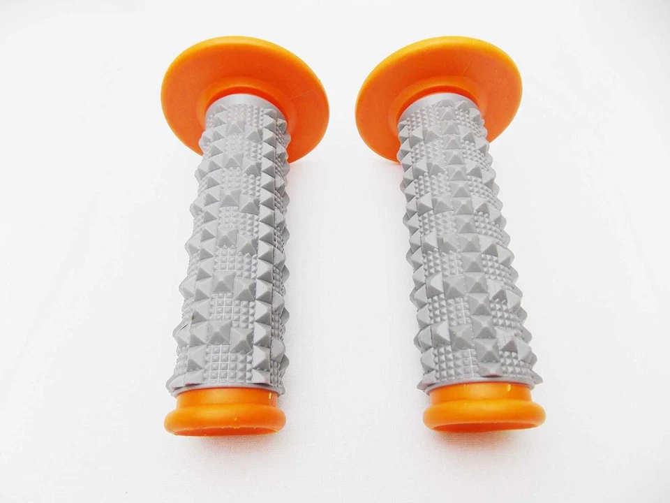 SUZUKI RMX250 FORSETI ORANGE GREY DIAMOND TOP HANDLEBAR GRIP SET GRIPS - Image 3 of 4