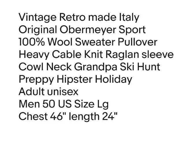 Suéter De Colección Obermeyer Italiano Lana Tejido con Cable Talla Grande Preppy Old Money Country Foto 4 de 4