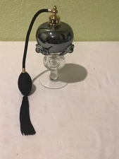 VINTAGE BLOWN ART GLASS AUTOMIZER PERFUME SCENT BOTTLE W/ TASSEL PUMP 
