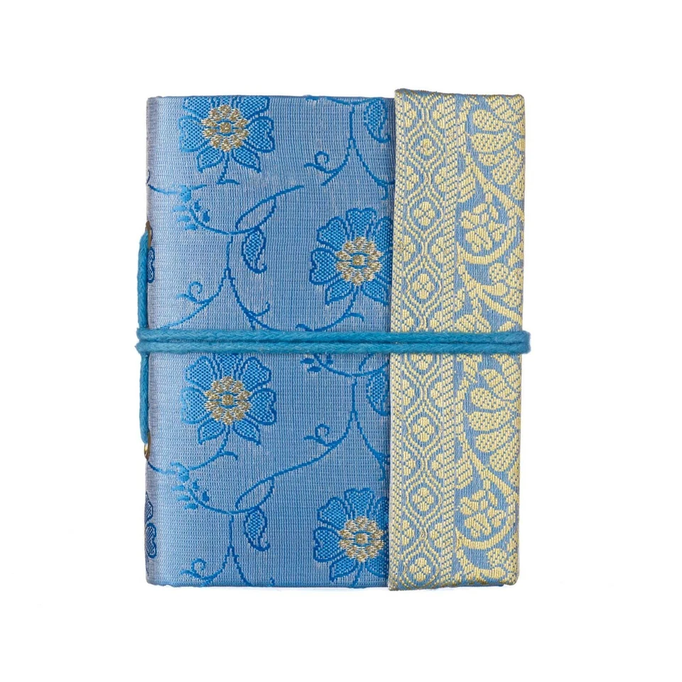 Sari Fabric Pocket Notebook Diary, 6 Colours 8cm x 10.5cm Unlined Recycled Paper - Image 3 of 4