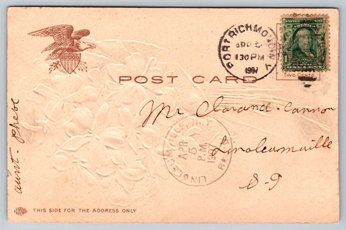 Many Happy Returns of the Day with Purple Floral, C1907 Vintage Postcard - Picture 2 of 2