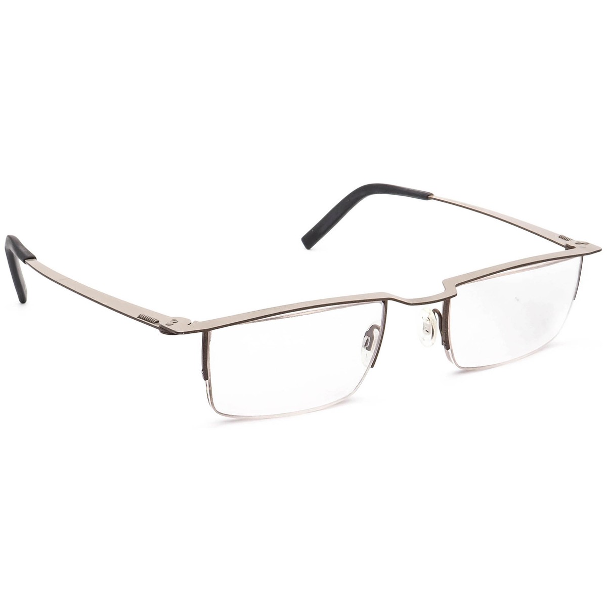Theo Men's Eyeglasses Dore 241 Gray & Brown Half Rim Metal Frame