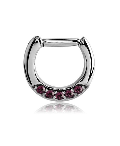 Septum Clicker Hinged Steel Nose Ring Hoop Choose Your Color CZ 5/16" 8mm 16G - Picture 9 of 11