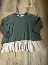 Logo Lounge Womens Size 2X Green Layered Sweatshirt Crewneck Top EUC