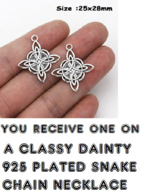 WITCH CELTIC PAGAN KNOT Pendant On 24'' 925 Sterling Silver Snake Necklace Women