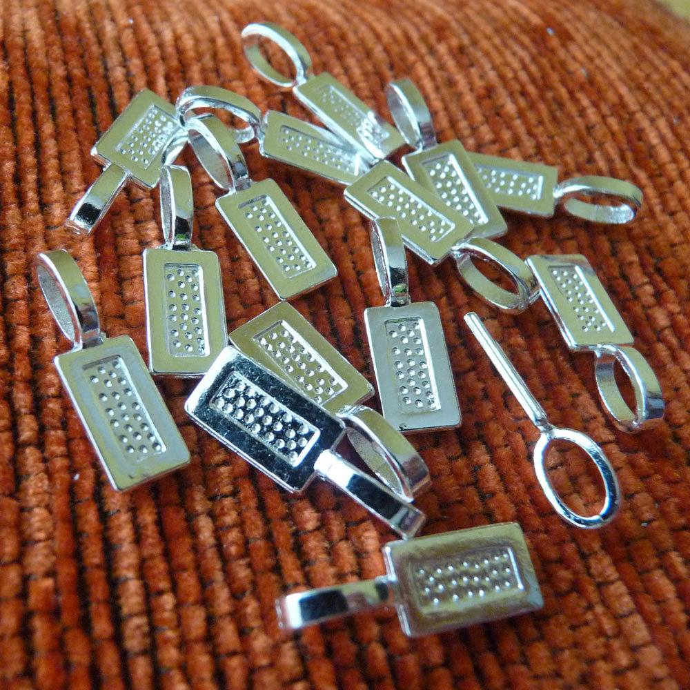 10 Glue on Pendant Bails Fused Glass Findings Necklace Cabochon Holder