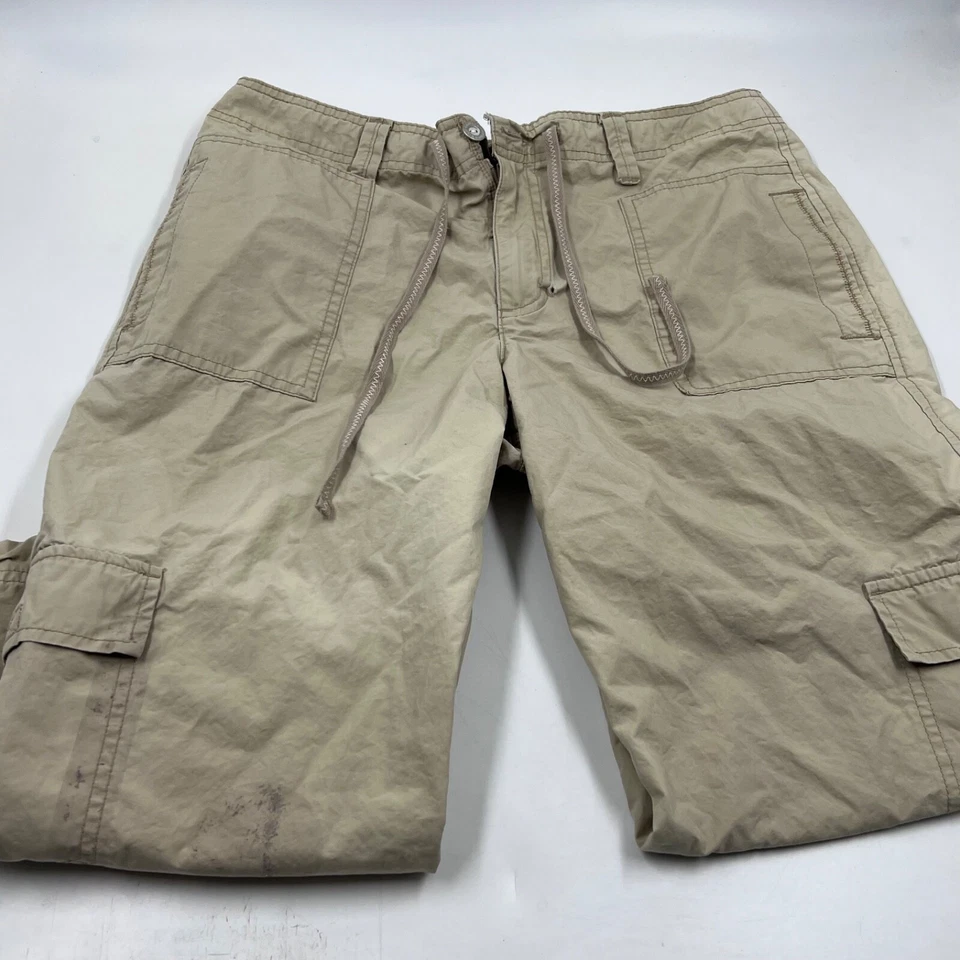 Shorts cargo feminino Gloria Vanderbilt tamanho 12p bege pequeno algodão corte utilitário - Imagem 2 de 4