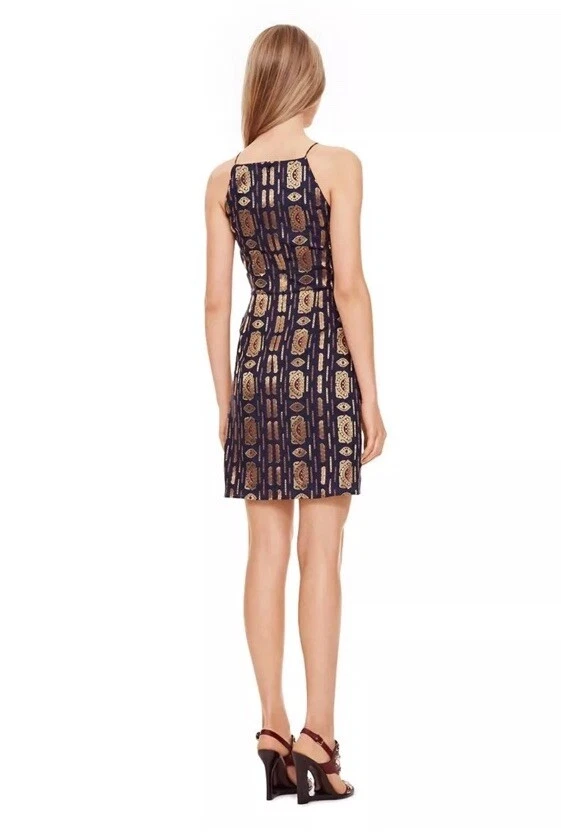 Mini Vestido Tory Burch Jacquard Metálico con Tirantes - Talla 6 - Nuevo con Etiquetas - $595 Foto 3 de 4