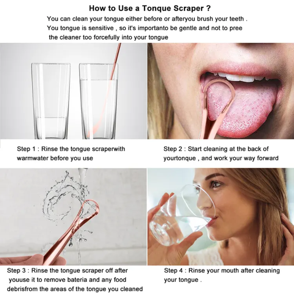 3X Stainless Steel Tongue Tounge Cleaner Scraper Dental Care Hygiene