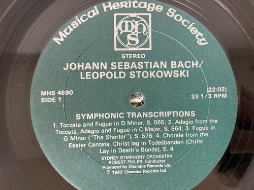 BACH/STOKOWSKI Symphonic Transcriptions Sydney Symphony vinyl record MHS 4890Y - Picture 4 of 4