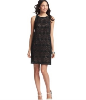 NEW Ann Taylor Loft Black Scallop Scalloped Gatsby Crochet Shift Dress 6 |  eBay
