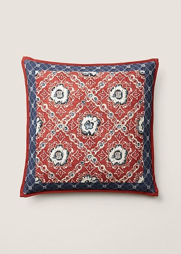 Ralph Lauren Home Isbell Embroidered Throw Pillow 20" Blue Red Floral Mirabelle - 第 1/4 張圖片