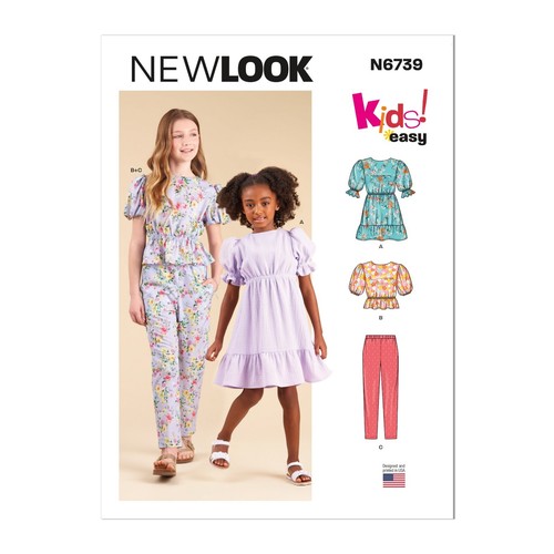 New Look Easy SEWING PATTERN N6739 Childrens & Girls Dress,Top,Trousers 3-14