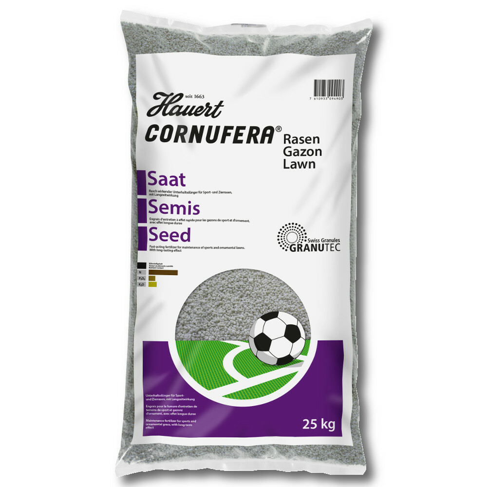 Hauert Cornufera engrais gazon 25 kg résout le jaunissement pelouse