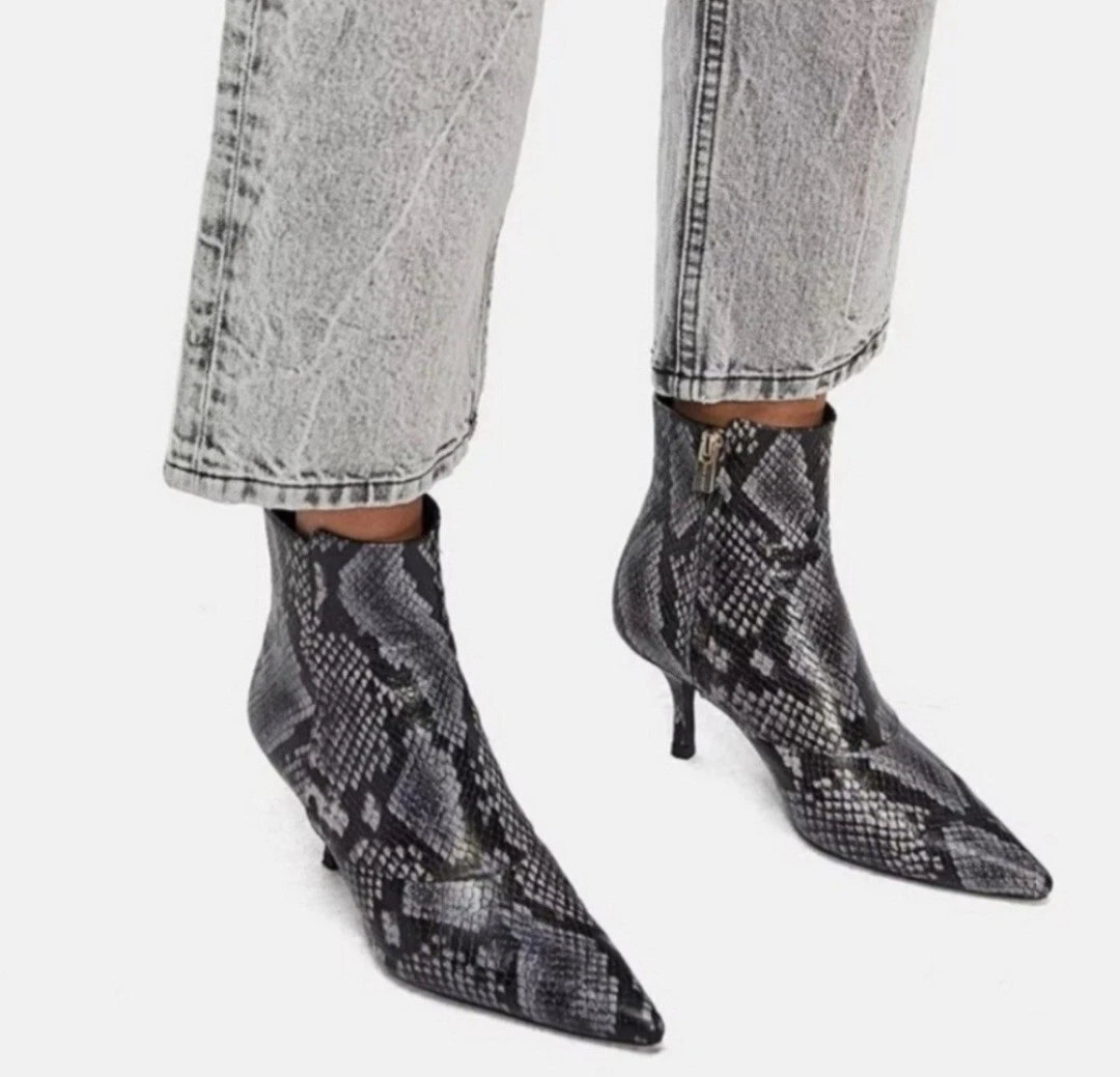 New Anine Bing Ava Boot Cloudy Blue Python EU 40 499