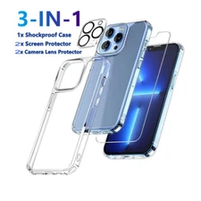 For iPhone 15 14 plus Pro Max Shockproof Case &Screen Protector & Camera Len