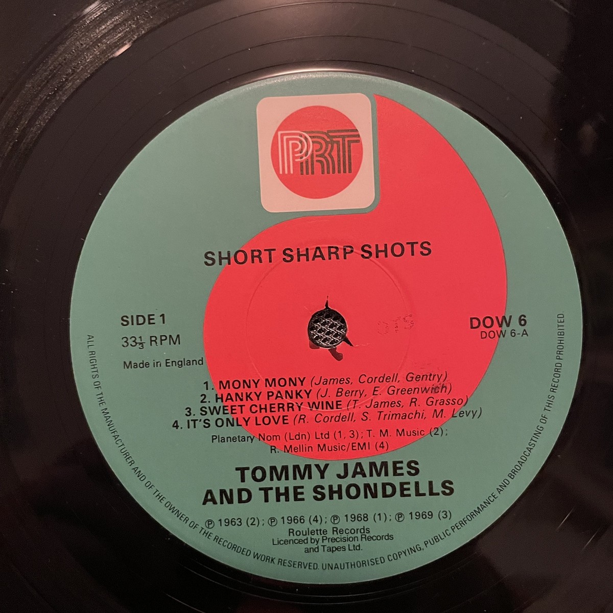 TOMMY JAMES 7 THE SHONDELLS - SHORT SHARP SHOTS, DOW 6, 10 