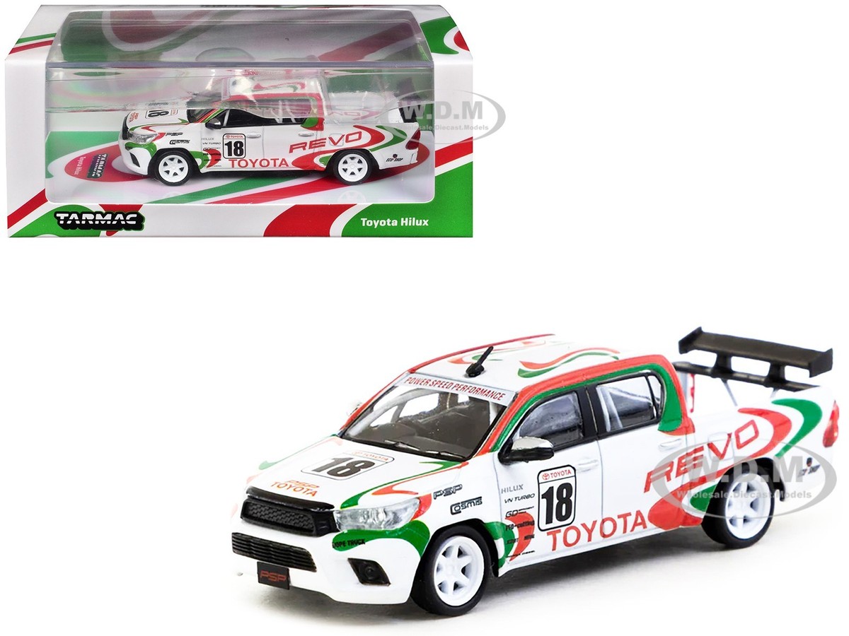 TOYOTA HILUX PICKUP RHD #18 WHITE 1/64 DIECAST MODEL BY TARMAC