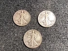 90% Silver Walking Liberty Half Dollar 50c Coins (Lot of 3) 1942, 1942D, 1942S