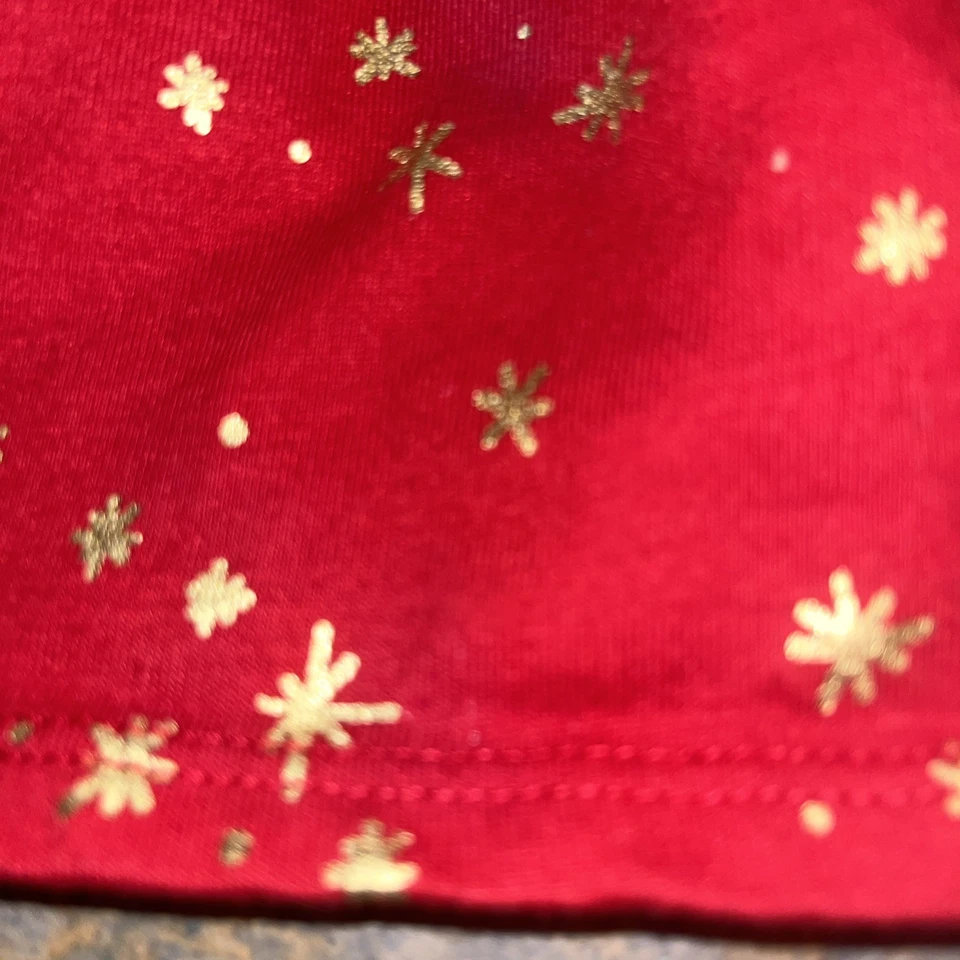 Vestido de vacaciones 2T. Copos de nieve rojos con dorados cálidos y cómodos Foto 4 de 4