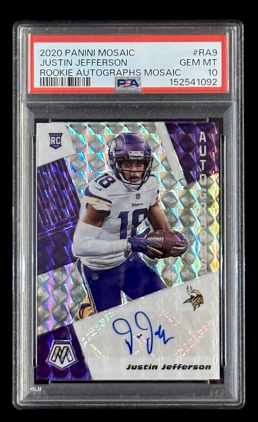 Justin Jefferson 2020 Mosaic Rookie Autographs Mosaic Prizm PSA 10 GEM MINT