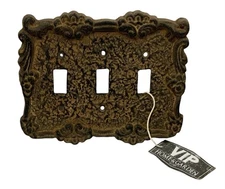 VIP Home & Garden* 6x6" Outlet/Dimmer COVER Distressed Metal 2 Gang Rustic