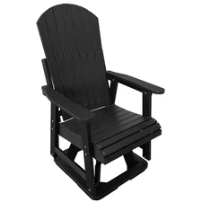 HIPS Swivel Patio Glider, Poly Lumber Weather Resistant Outdoor Chair, Black