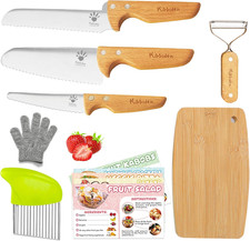 Kids Safe Knives for Real Cooking, 11-Piece Kids Cutting Board and Kitchen Knife