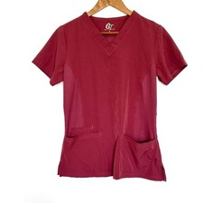 GT Performance Scrub Top Women's XS Rose Short Sleeve V Neck Pockets Shirt