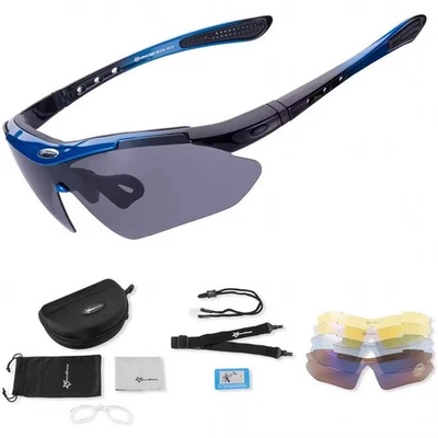 Rockbros Polarisierte Fahrradbrille 10007 UV400 Schwarz-Blau inkl. Zubehör