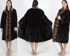 Vtg Evans Sable Mink Coat Black Diamond Real Mahogany Fur Full Length Jacket