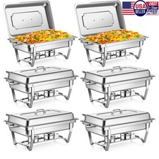 6 Pack 316 Stainless Steel Chafer Chafing Dish Sets Catering Food Warmer 13.7 QT