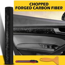 Black Forged Carbon Fiber Wrap Vinyl Roll Car Interior Wrap Stickers 59inx11.8in