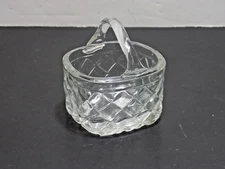 Quilted Glass Basket Shaped Handled Open Salt Cellar