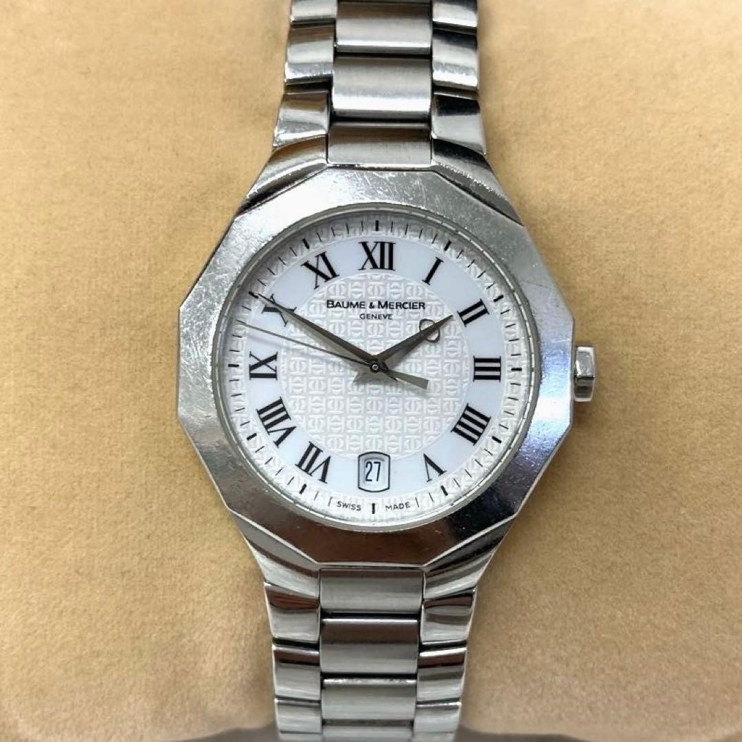 Baume & Mercier Riviera Quartz Watch White Dial Silver Case Used with Card image 2